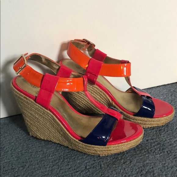 Isola Colorful Espadrille Wedges Size 7.5 - Picture 1 of 3
